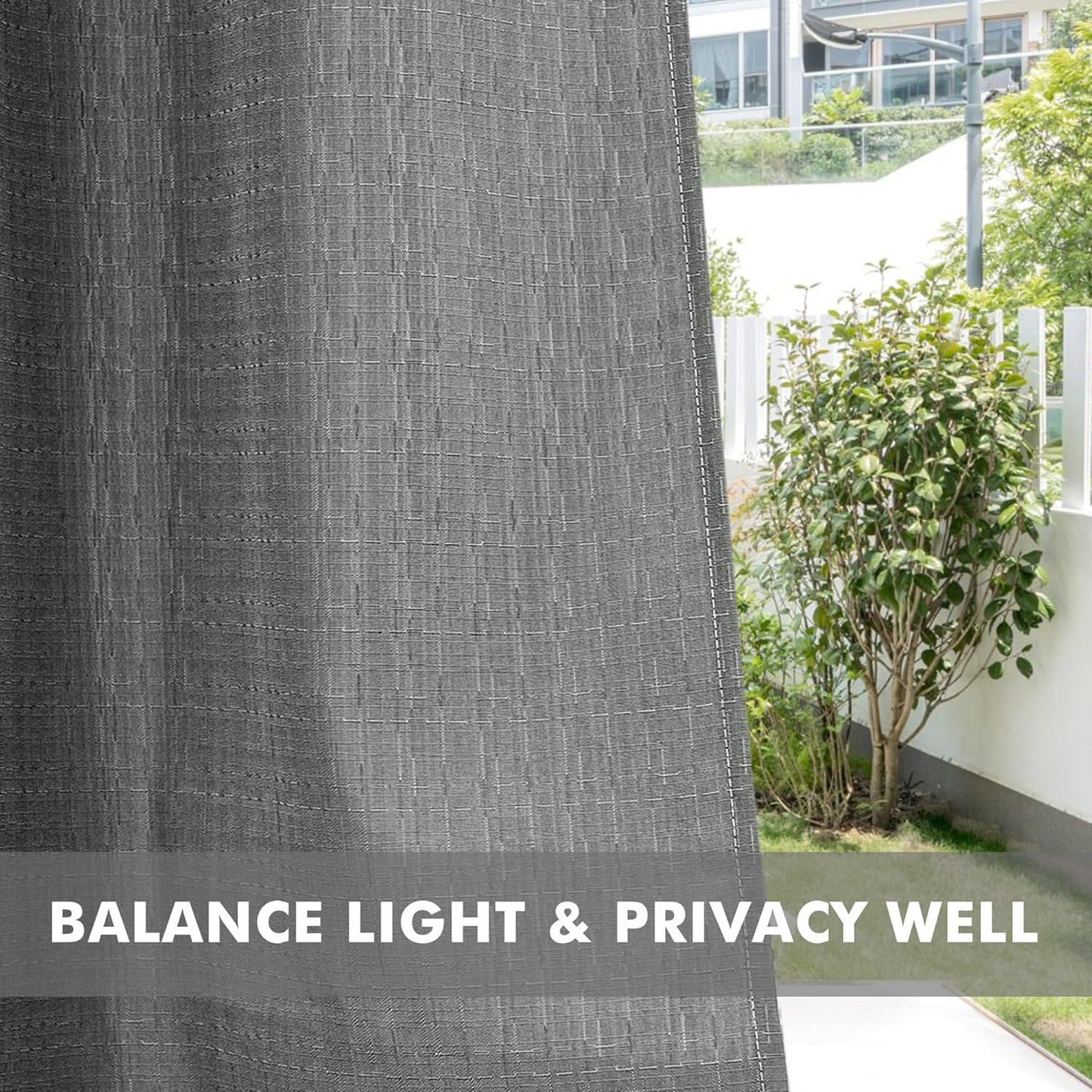 HolidayIdeas 4 Panels Linen Outdoor Curtains for Patio Waterproof Curtains 95 Inch