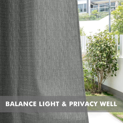 HolidayIdeas 4 Panels Linen Outdoor Curtains for Patio Waterproof Curtains 84 Inch Length-Outside