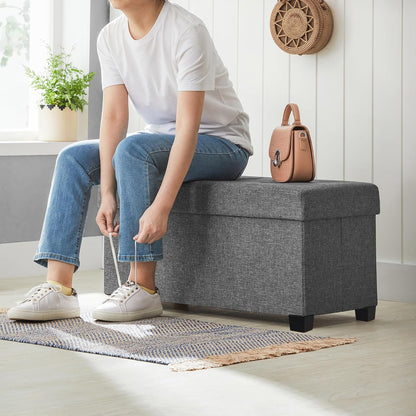 SONGMICS Storage Ottoman Bench, Foldable Foot Rest with Legs, 15 x 30 x 15.2 Inches, End of Bed