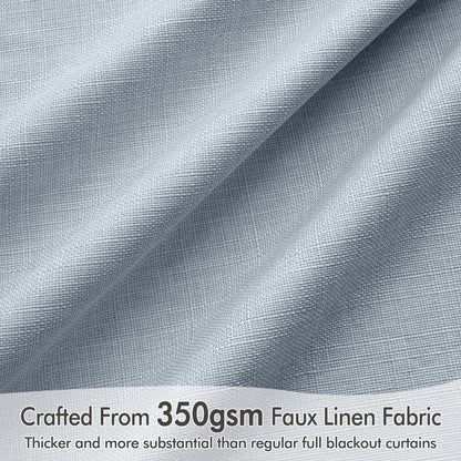 MIULEE 100% Blackout Curtains 90 Inch Long 2 Panels Set for Bedroom, Thick Faux Linen Black Out