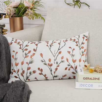 YOUR SMILE Classical Embroidery Jacquard Orange Square Decorative Throw Pillow Case Cushion