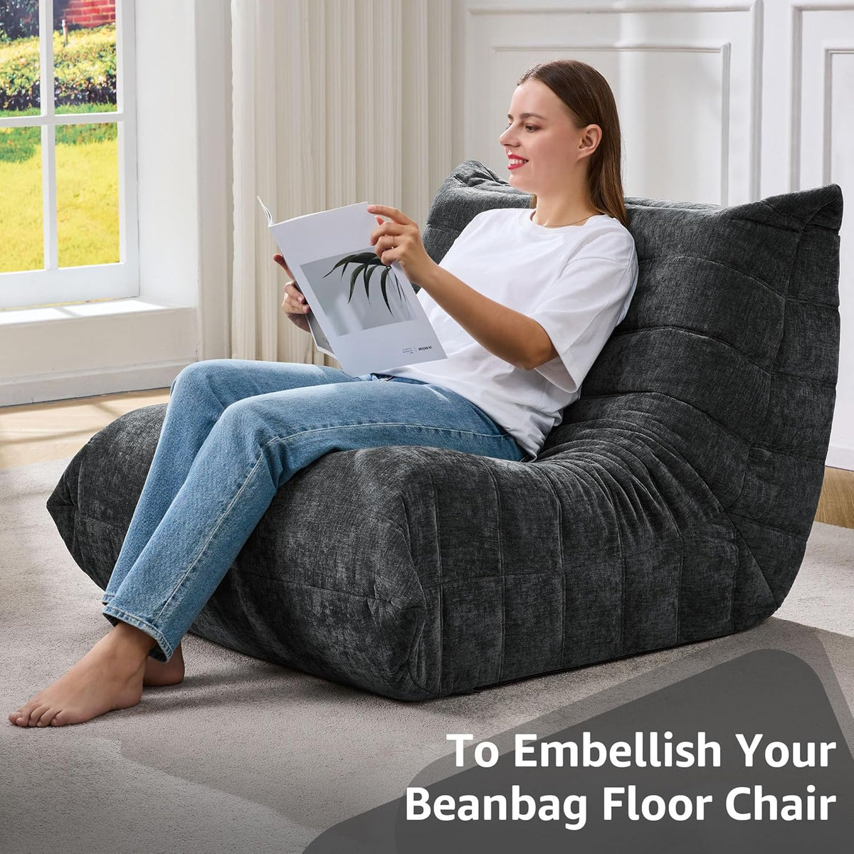 Bean Bag Chairs for Adults Giant Bean Bag Chair Memory Foam BeanBag Chair Big Bean Bag Sofa with