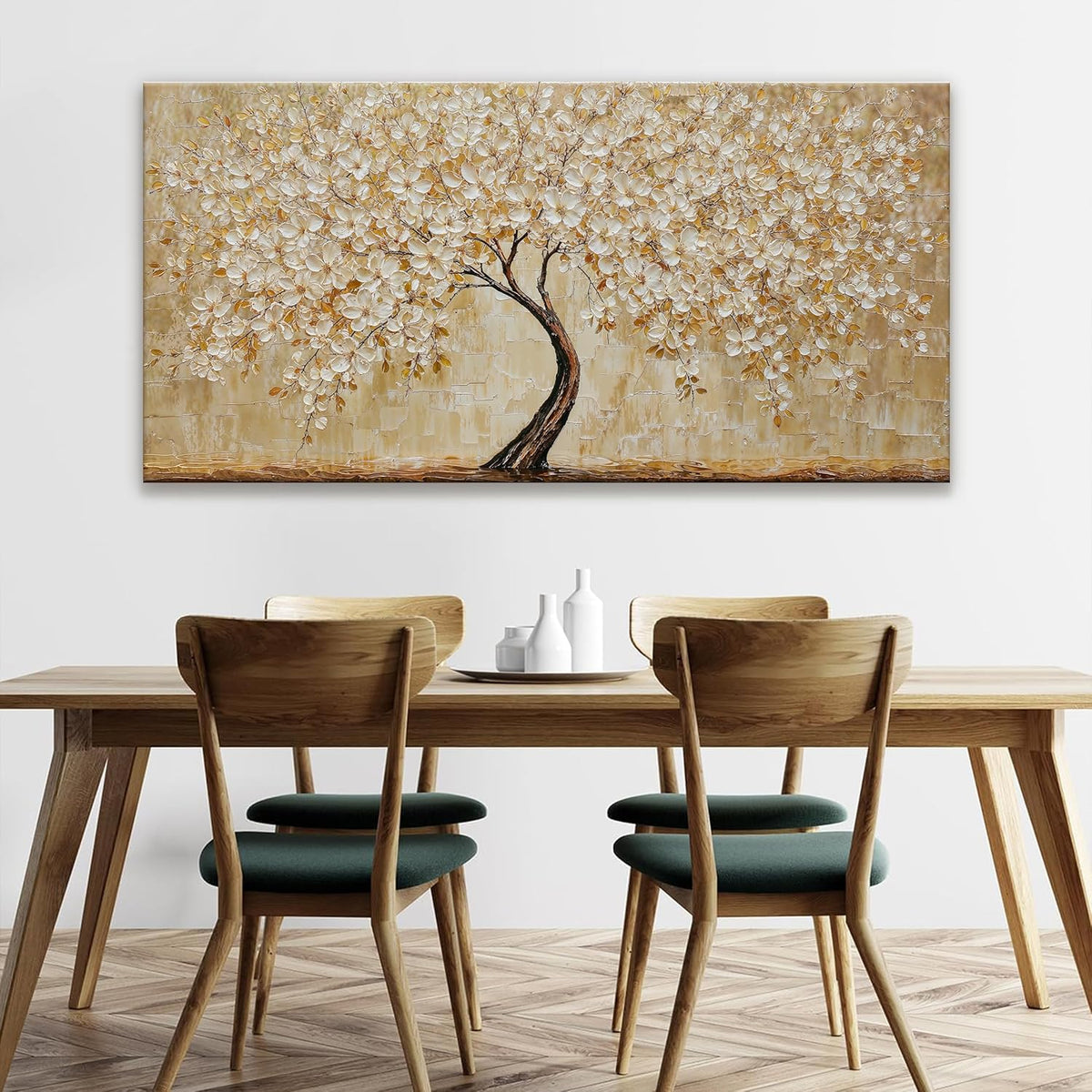 TAIJXAGSG Canvas Wall Art Decor Gold Tree Flower Wall Art Gold Tree Of Life Abstract Wall Decor