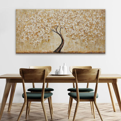TAIJXAGSG Canvas Wall Art Decor Gold Tree Flower Wall Art Gold Tree Of Life Abstract Wall Decor