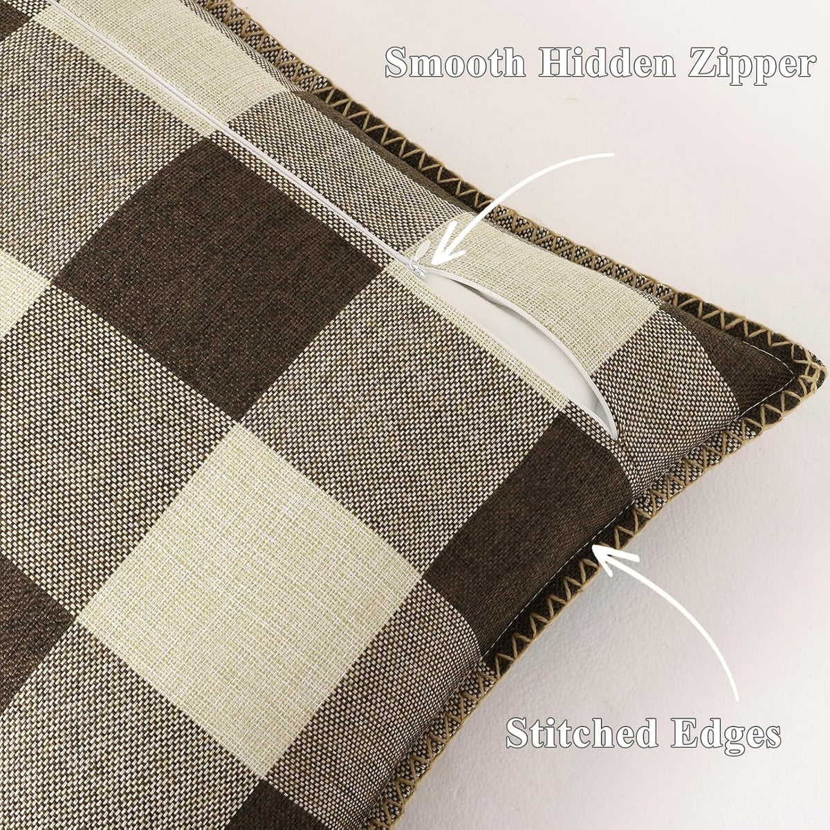 decorUhome Buffalo Plaid Check Throw Pillow Covers 20x20 Set of 2, Outdoor Decorative Farmhouse