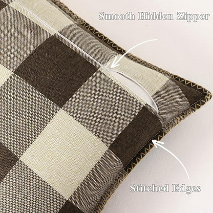 decorUhome Buffalo Plaid Check Throw Pillow Covers 20x20 Set of 2, Outdoor Decorative Farmhouse