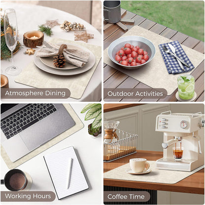 Vinyl Placemats Set of 4, Faux Leather Waterproof and Heat Resistant Place Mats, Washable Anti-Slip