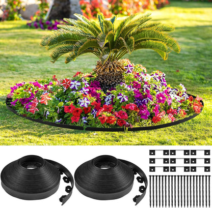 Sasylvia 2.5'' x 200' Landscape Edging Kit Edging Border Coil Include Anchoring Spikes 10