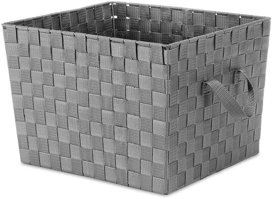 Whitmor Woven Storage Baskets with Metal Frame, 15x13x10 Inch Decorative Fabric Storage Bins with