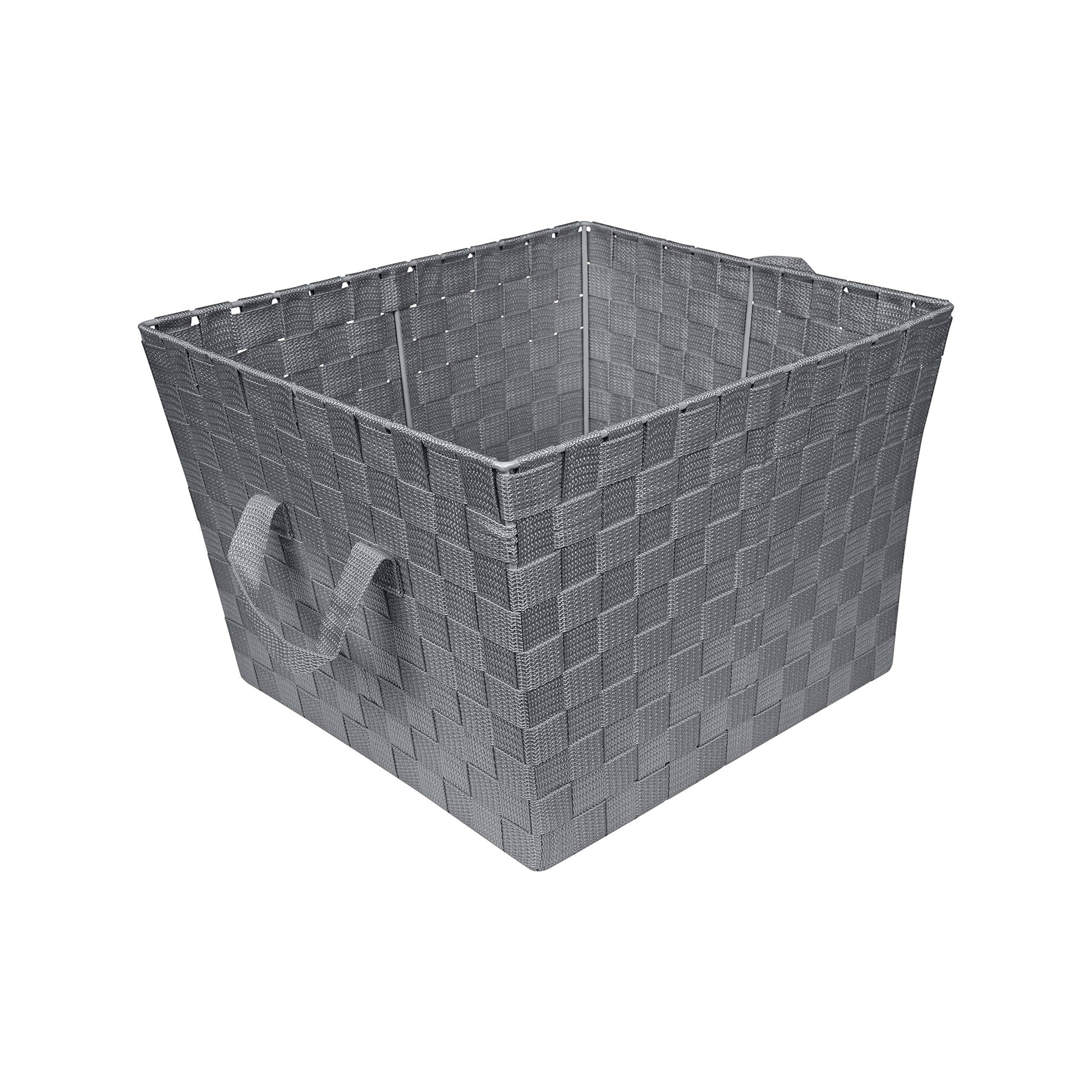 Simplify Large Woven Strap Tote | Decorative Storage Basket | 2 Handles | Organization | Closet |