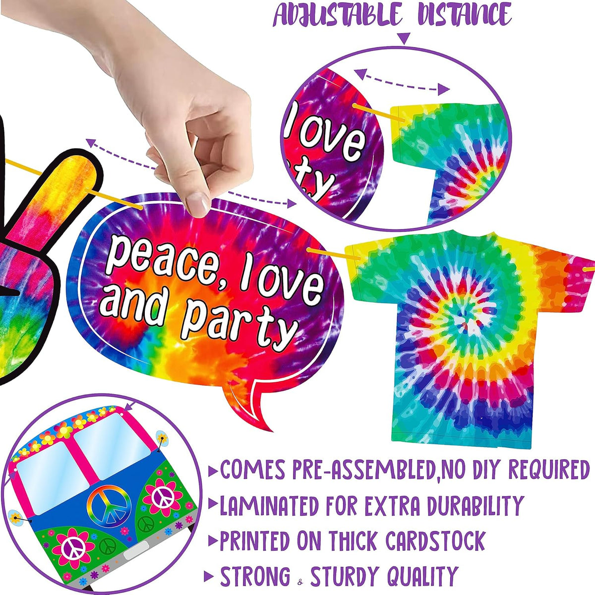 2pcs Tie Dye Birthday Banner Tie Dye Birthday Party Supplies Tie Dye Party Garland Decorations for