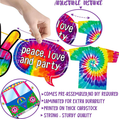 2pcs Tie Dye Birthday Banner Tie Dye Birthday Party Supplies Tie Dye Party Garland Decorations for