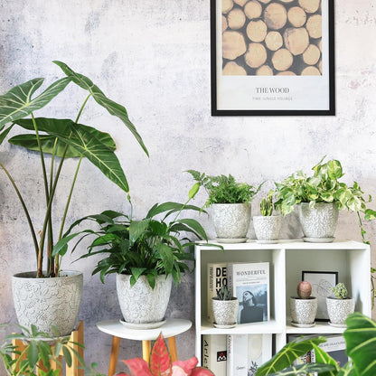 10inch Retro Ceramic Planter with Drainage Hole and Saucer for Multiple Plants, Indoor-Outdoor
