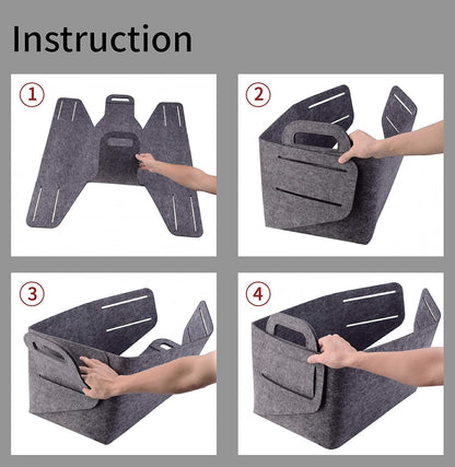 Minoisome Storage Basket Felt Storage Bin Collapsible& Convenient Box Organizer with Carry Handles