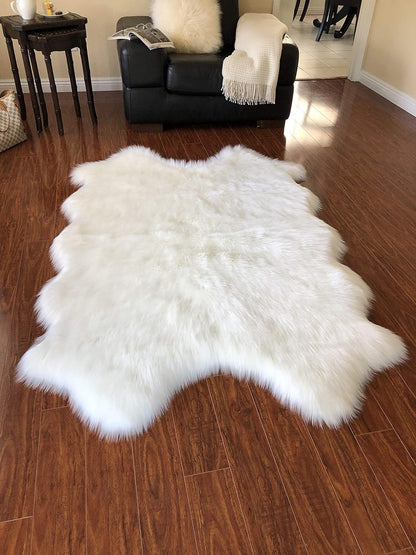 LAMBZY Faux Sheepskin Hypoallergenic Free Shape Silky Shag Rug, Luxury Shaggy Silky Plush Carpet