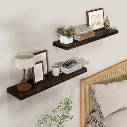 Axeman Floating Shelves for Wall - 32''W x 8'' D Rustic Solid Elm Wood Shelves for Storage, Wall
