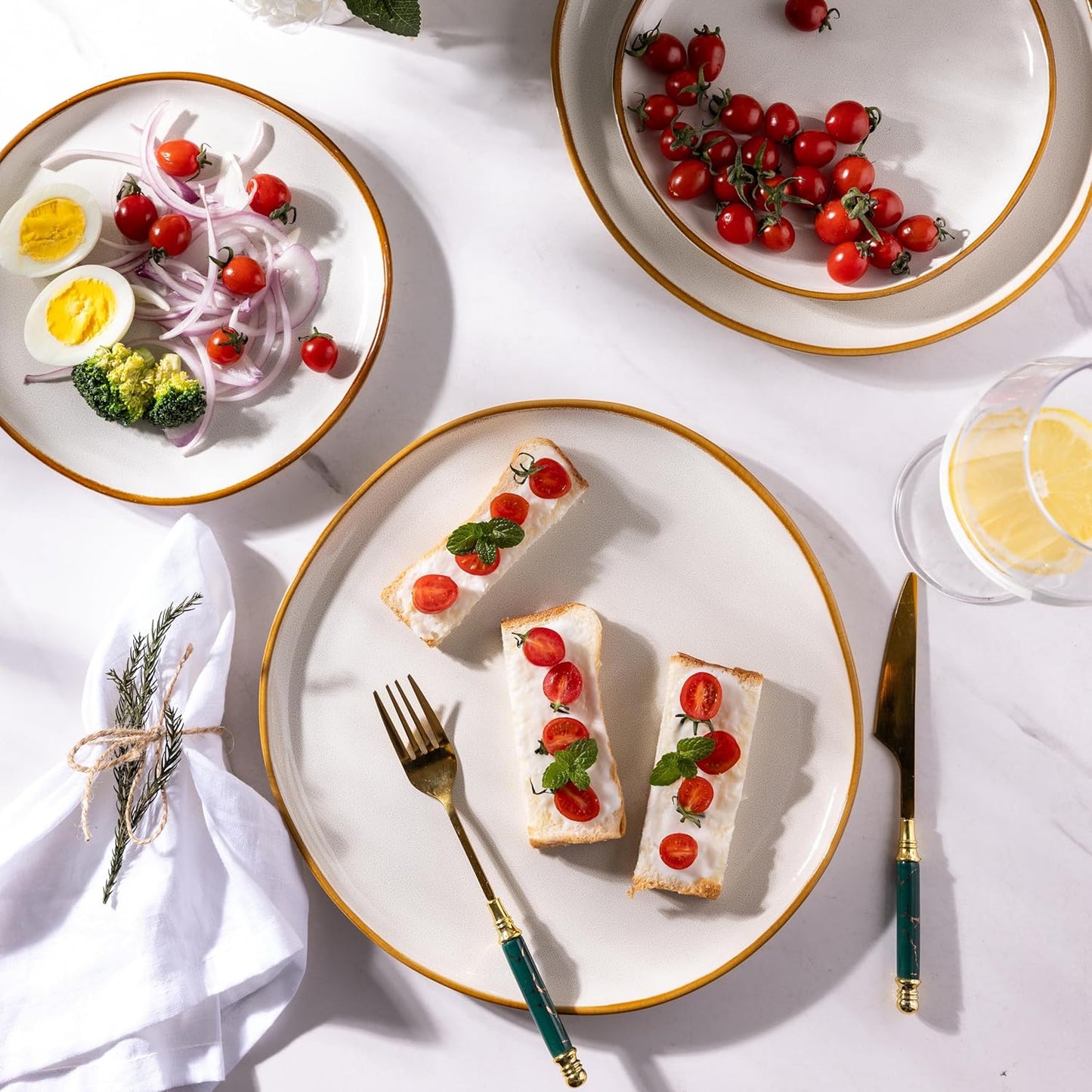 AmorArc Ceramic Dinnerware Sets,Handmade Reactive Glaze Stoneware Plates and Bowls Sets,Highly