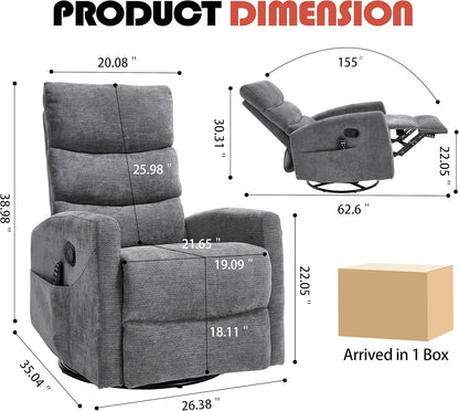 Manual Swivel Rocker Recliner Chair for Adults, Overstuffed Reclining Glider Chair for Nursing with
