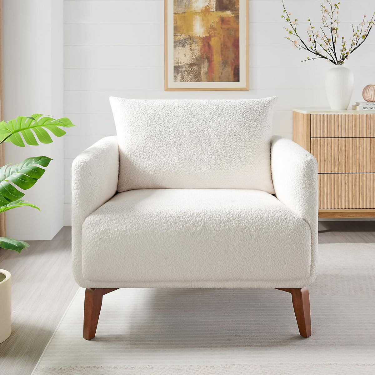 Oversized Accent Chair Modern Boucle Armchair for Living Room- 37" Wide Accent Chair with Solid