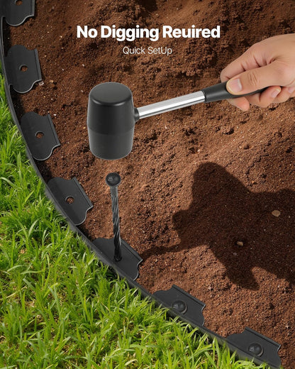 VEVOR Landscape Edging, 20 ft x 2 in Plastic Garden Border Edging with 120 Spikes, No Dig, Flexible