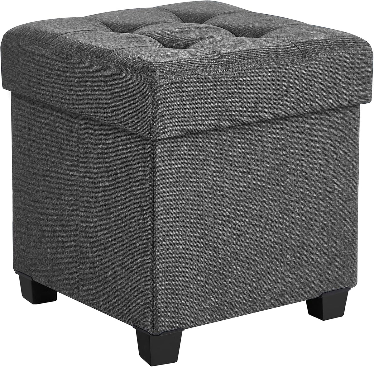 SONGMICS 15 Inches Cube Storage Ottoman, Bedroom Bench with Storage, Foot Stool with Feet, Holds Up