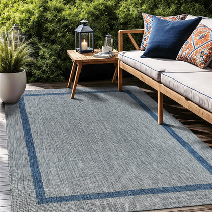 Bordered Outdoor Rug 6x9 Washable Outside Carpet for Indoor Patio Porch Waterproof Easy Cleaning