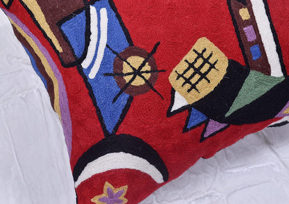 Kandinsky Red Abstract Pillow Cover Gegen Modern Pillowcase Scarlet Reds Abstract Chair Cushion