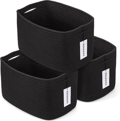 Cotton Rope storage Basket Bins 14.5X9.5X9.3“ Woven Basket for Organizing Shelves Rectangle