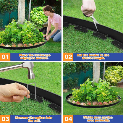 1.5 Inch x 40 FT (Multiple Sizes Available) Landscape Edging, Garden Edging Borders with 40pcs