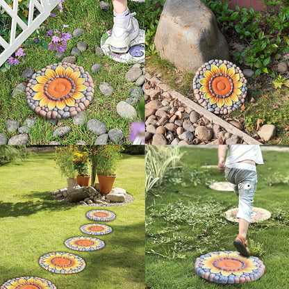 Sunflower Stepping Stones Outdoor Garden - Pavers for Outside Walkway Garden Stones Garden Stepping