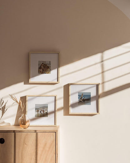 HAUS AND HUES Solid Oak Wood 10”x10” Picture Frames Matted to 5”x5” Set of 3 - Minimalist 10x10