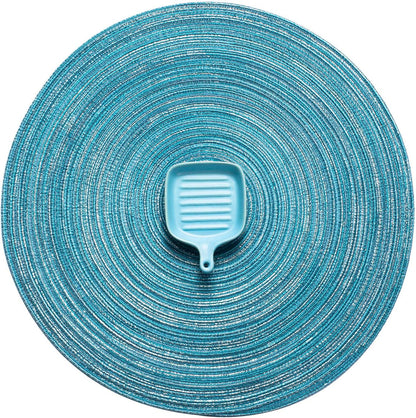 AHHFSMEI Round Braided Placemats Set of 6 Round Table Mats for Dining Tables Natural Woven Heat