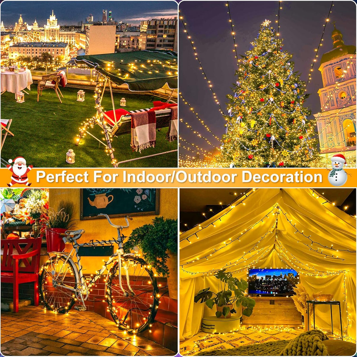 2 Pack Christmas Lights Outdoor, Total 200FT 600LED Christmas Tree Lights with 8 Modes Waterproof