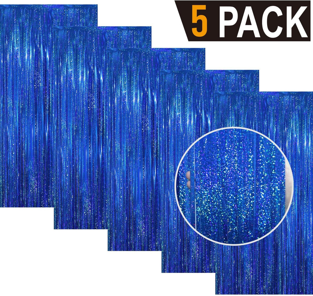 GOER 3.2 ft x 8.2 ft Metallic Tinsel Foil Fringe Curtains Party Photo Backdrop Party Streamers for