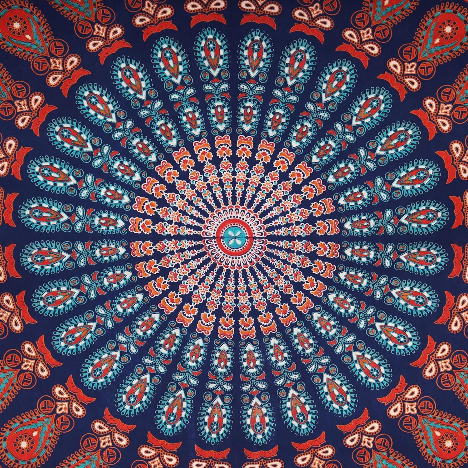 Bless International Handmade Indian hippie Bohemian Psychedelic Peacock Mandala Wall hanging