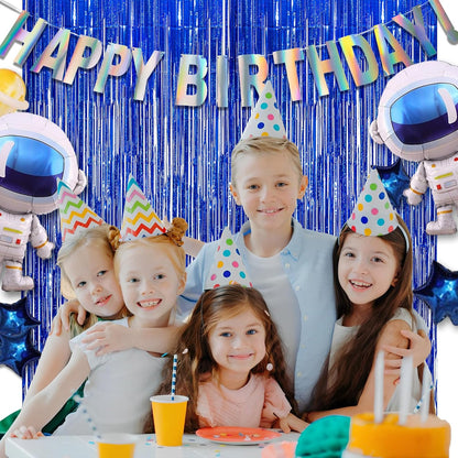 Dark Blue Tinsel Backdrop Streamers - GREATRIL Party Streamers Backdrop Foil Fringe Curtains for