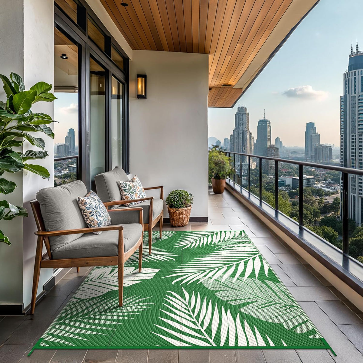 GENIMO Outdoor Rug 6' x 9' Waterproof for Patios Clearance, Reversible Outdoor Plastic Straw