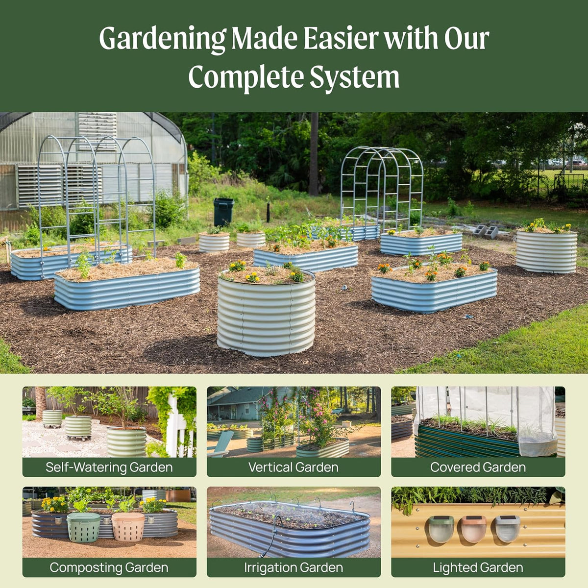 Vego garden 17" Tall 42" Round Raised Garden Bed Metal Raised Bed Planter Box for Vegetables