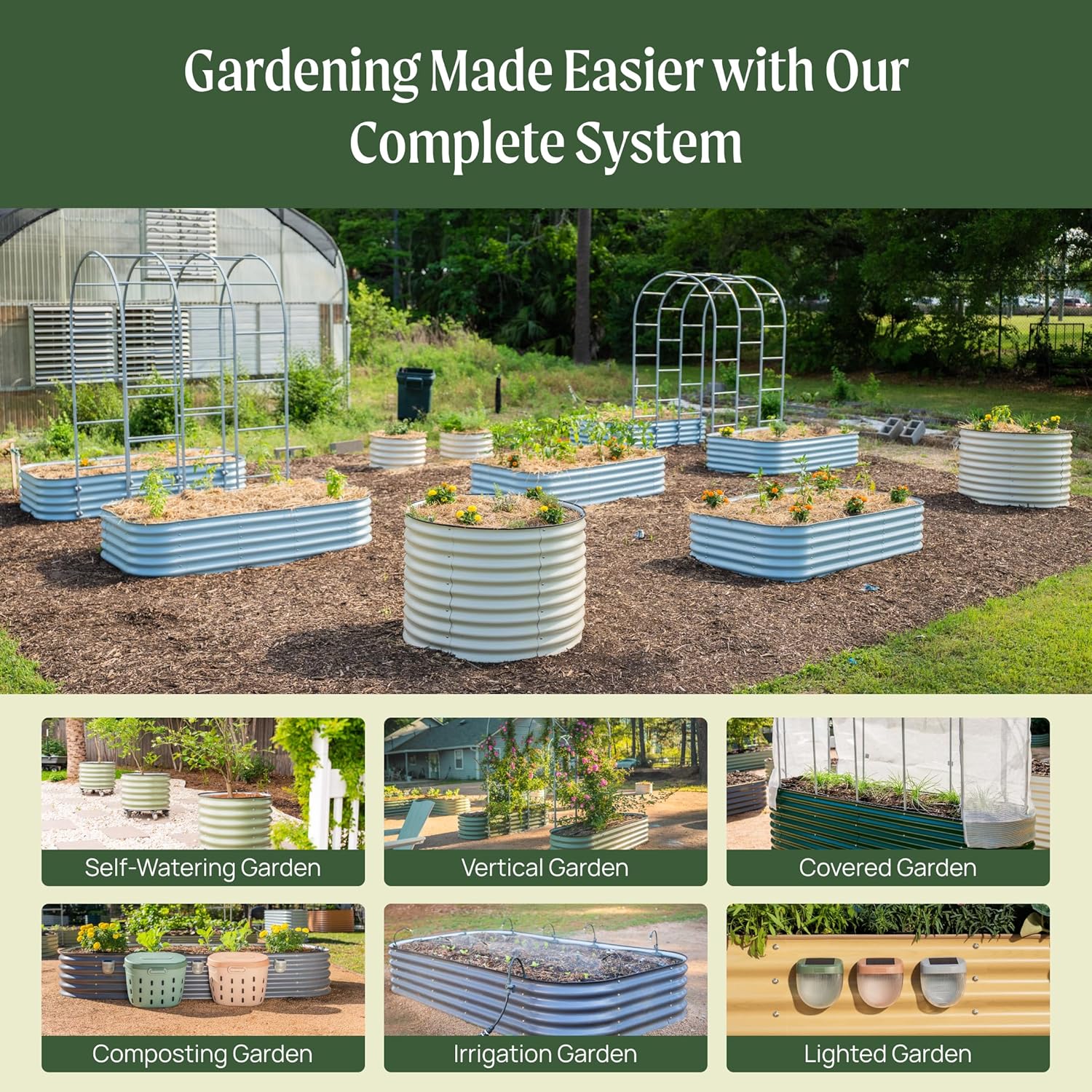 Vego garden 17" Tall 42" Round Raised Garden Bed Metal Raised Bed Planter Box for Vegetables
