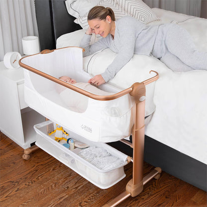 KoolerThings Baby Bassinet, Bedside Sleeper for Baby, Easy Folding Portable Crib with Storage