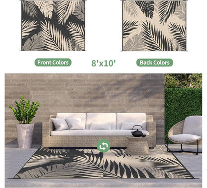 GENIMO Outdoor Rug 8' x 10' Waterproof for Patios Clearance, Reversible Outdoor Plastic Straw