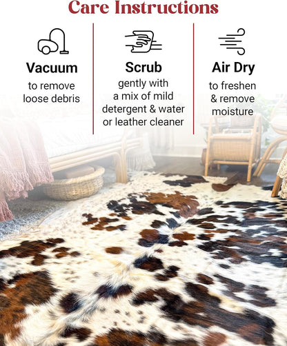 Light Tricolor Cowhide Rug Premium Cowhides Leather with Mixed White, Brown & Black Color Pattern