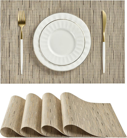 Leetaltree Light Brown Placemats Set of 4 - Heat Resistant Non-Slip Place mats for Dining Table