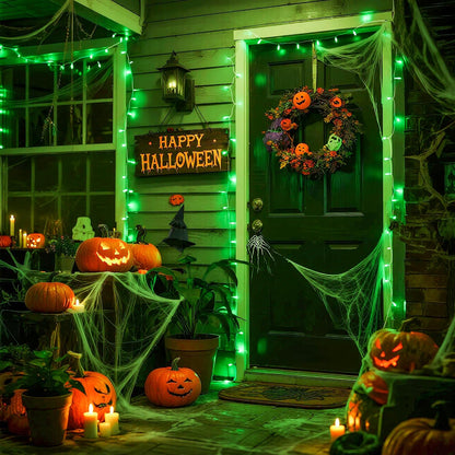 JMEXSUSS Connectable 100 LED Green Halloween Lights, 8 Modes Plug-in Green Christmas Lights Indoor