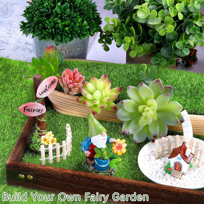 Elcoho 18 Pieces Fake Grass for Crafts Fairy Garden 6 x 6 Inches Artificial Garden Grass for
