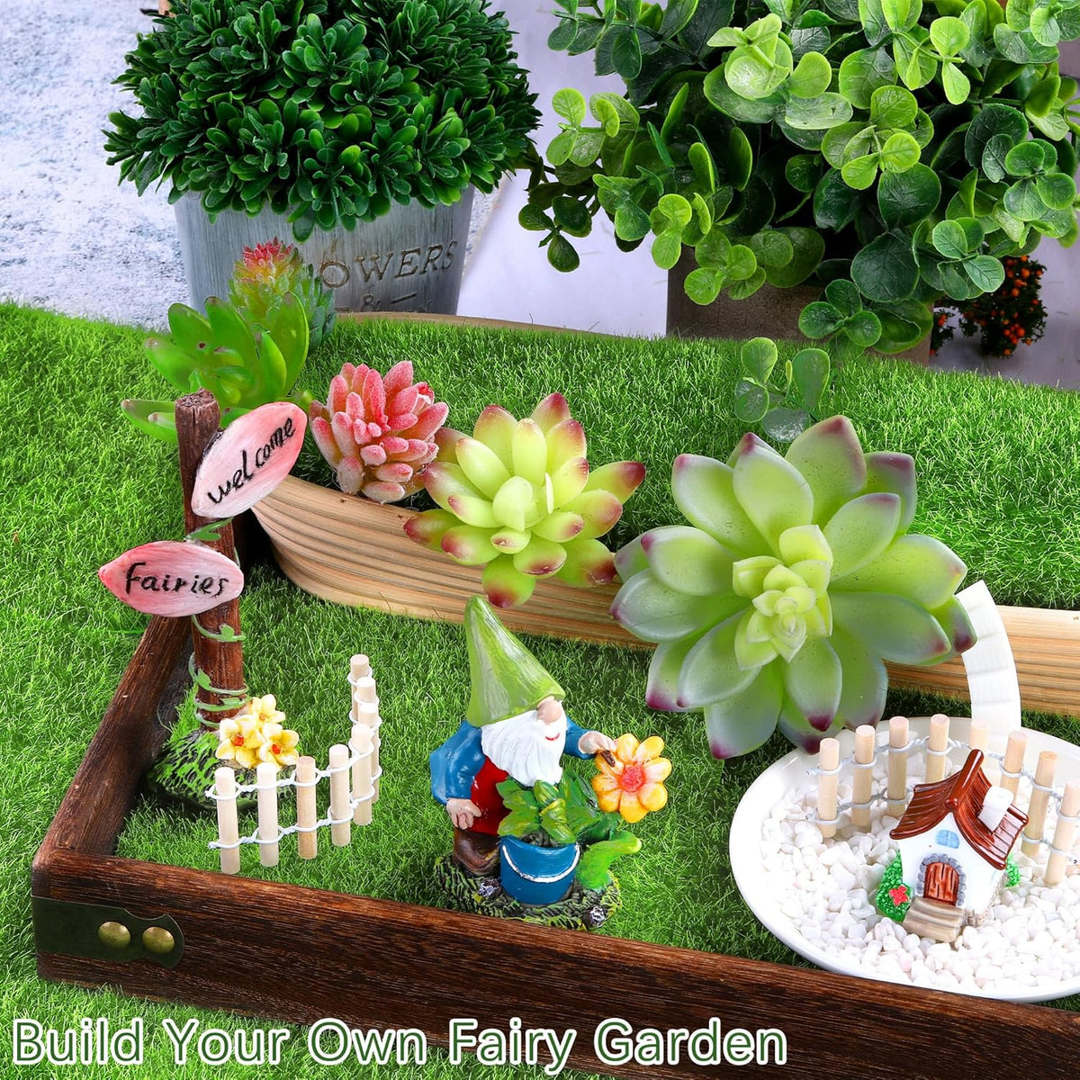 Elcoho 6 Pieces Fake Grass for Crafts Fairy Garden 6 x 6 Inches Artificial Garden Grass for