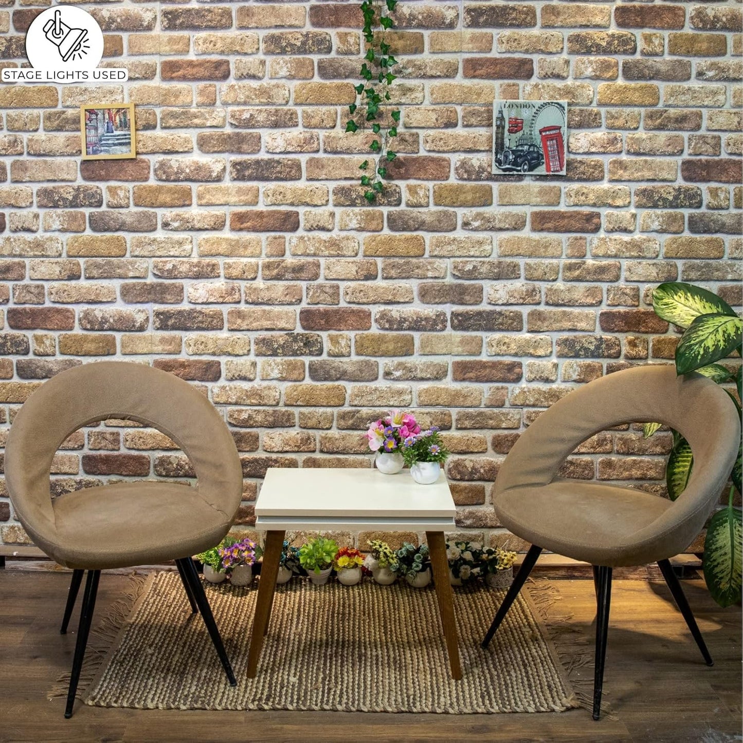 Dundee Deco 3D Wall Panels Faux Brick - Cladding, Light Brown Stone Look Wall Paneling, Styrofoam