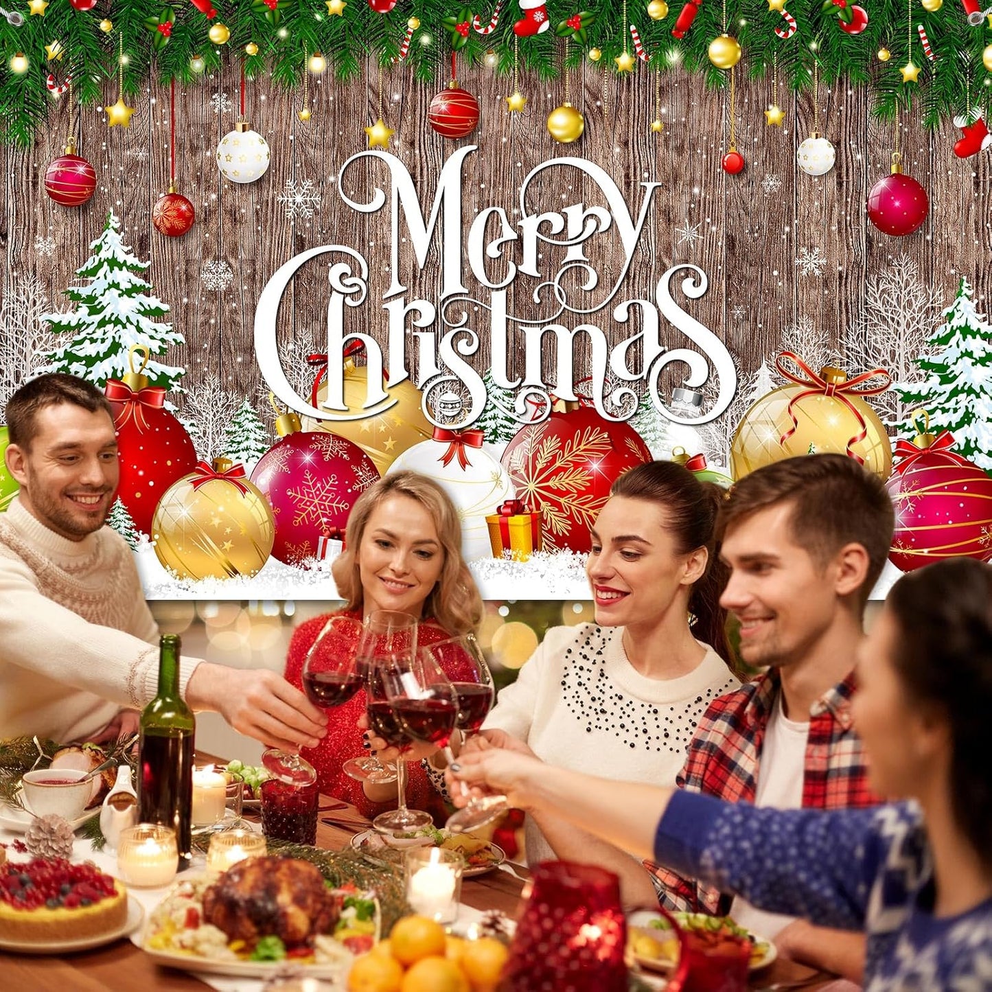 Irenare Christmas Backdrop Merry Christmas Banner Party Decoration Xmas Photography Background