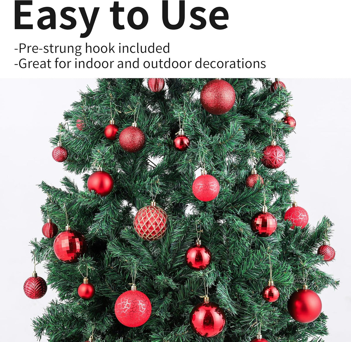LANGXUN 36pcs Red Christmas Tree Decorations Balls, Bolas De Navidad, 2025 Christmas Decor, Indoor