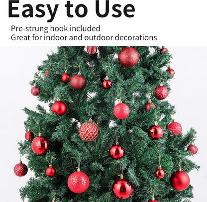 LANGXUN 36pcs Red Christmas Tree Decorations Balls, Bolas De Navidad, 2025 Christmas Decor, Indoor
